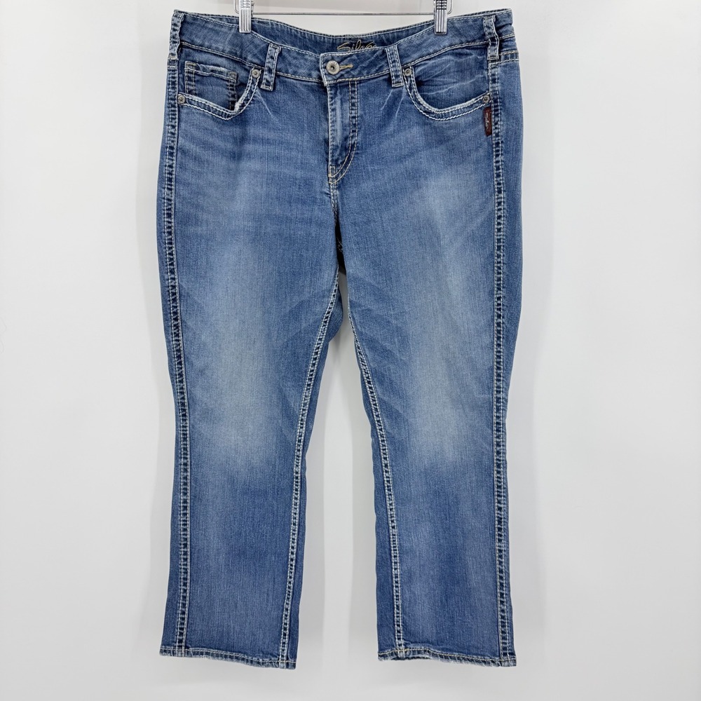 Silver Jeans Frances Capri Women 20 Medium Wash Y2K OldSchool Embroidered Denim